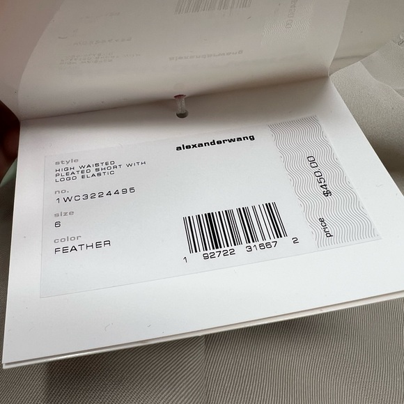 NWT Alexander Wang Elasticized Waist Taupe Feather Pleated Wool Shorts Size 6 - Picture 8 of 9